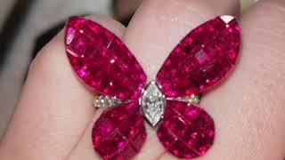Butterfly Design Ruby Asscher Engagement Ring-RS583