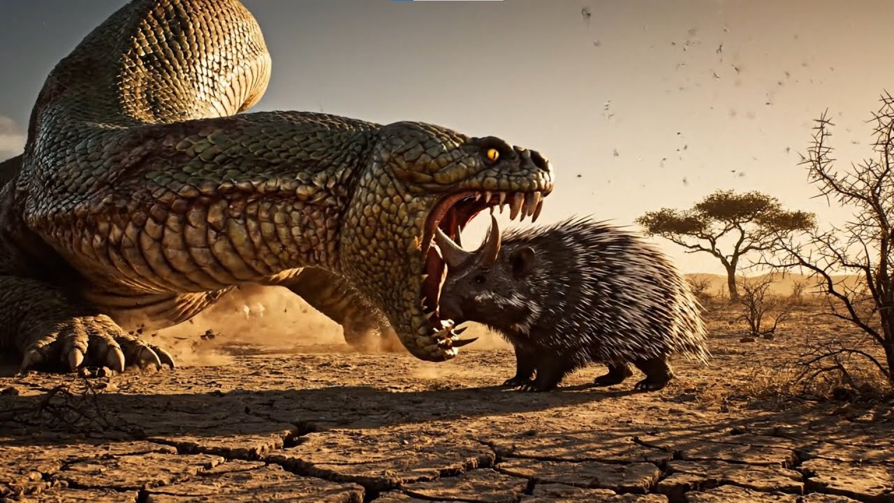 Giant Python vs Two Horned Porcupine – A Shocking Fight Filled with Pain and Survival!”