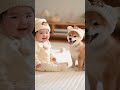 赤ちゃんとわんこ🐶　dog and Baby #japan #cute #ai #baby #kawaii #かわいい　#犬　#dog #残念そうな顔