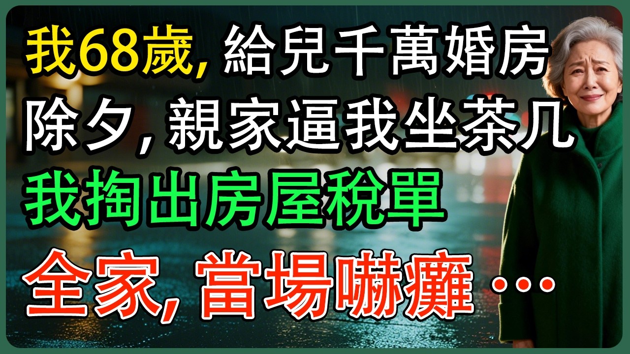 我68歲, 給兒千萬婚房。除夕親家逼我坐茶几，我掏出房屋稅單，全家當場嚇癱 …