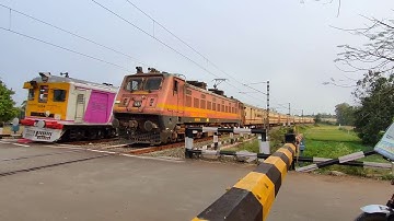 Furious Train Crossing : Dangerous Speedy teesta Torsa Express Meeting Emu Local At Railgate