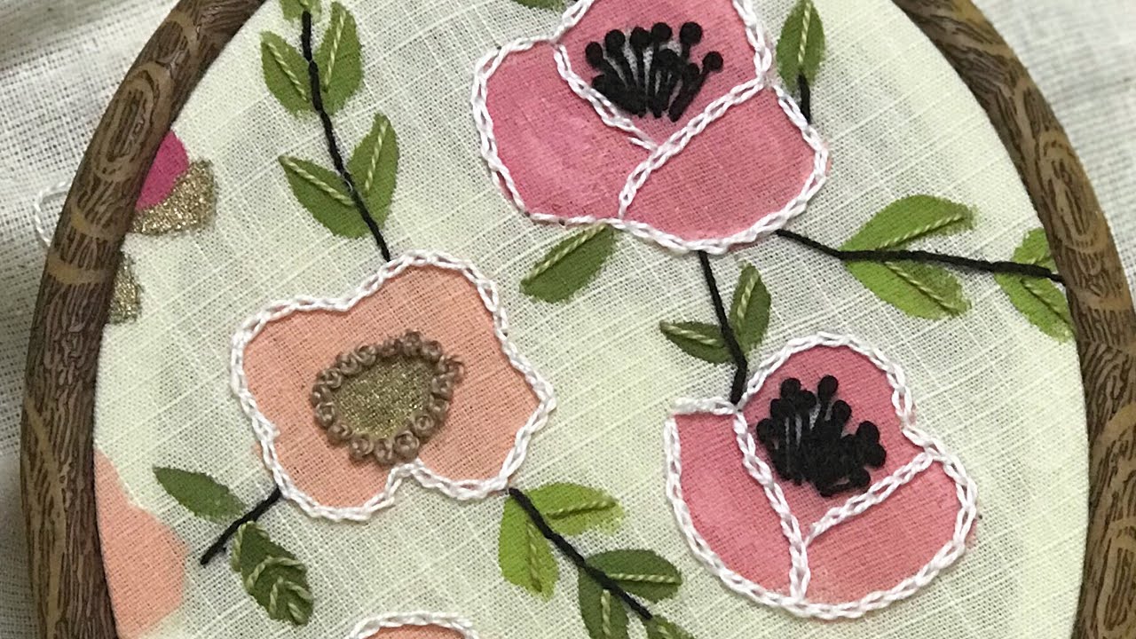 Hand embroidery fabric painting and embroidery ഈസി ഹാൻഡ് എംബ്രോയ്ഡറി