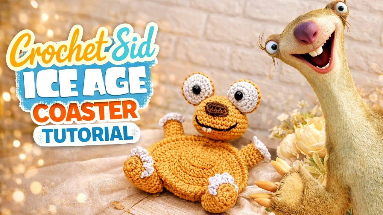 🔥 So satisfying... Scrat Sid Ice Age Crochet Coaster Tutorial‼️Super Cute Viral Crochet Sid Coaster