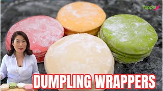 Make Korean Dumpling Wrapper from scratch: SMALL BATCH RECIPE + COLORED DUMPLING DOUGH 찹쌀만두피