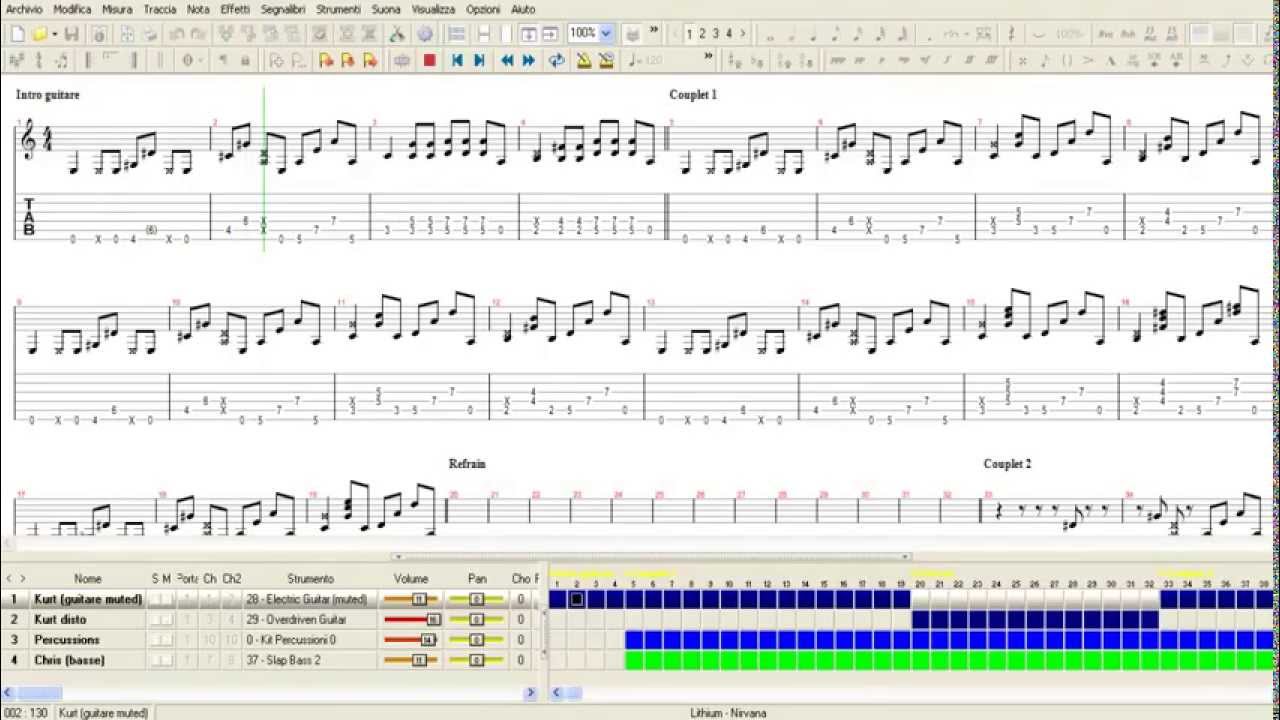 nirvana lithium guitar pro, lithium tutorial, nirvana tutorial, guitar pro tabs...