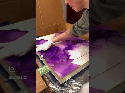 Apply resin to this purple alcohol ink painting✨ #art #fluidartist #alcoholink #epoxyresin