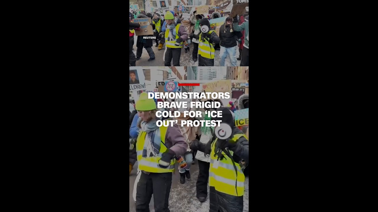 Demonstrators brave frigid cold for ‘ICE Out’ protest