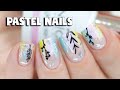 Pastel Watercolor Nail Art with Floral Stamping