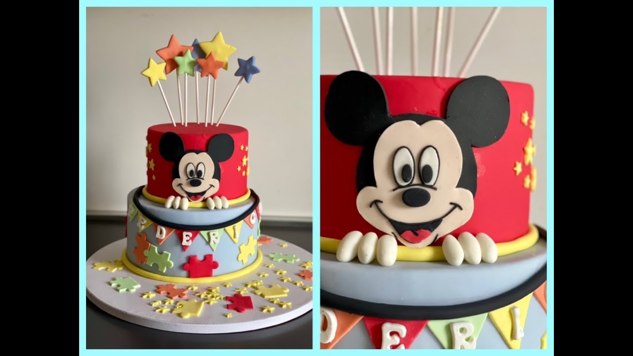 Torta scenografica Topolino in pasta di zucchero per Primo compleanno - Mickey mouse cake Tutorial!!