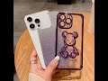 Quicksand gloomy bear rhinestone glitter clear plating soft tpu phone case for iphone samsung phones