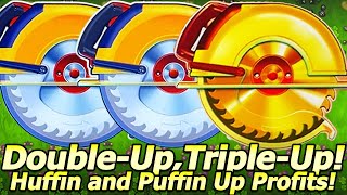 A First Spin Bonus, a Double Up AND a Triple Up Session in Huff n More Puff Slot Machines!