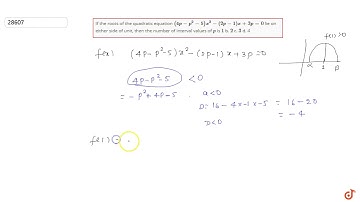 If the roots of the quadratic equation `4p-p^2-5x^2-(2p-1)x+3p=0` lie on either side of unit, t...