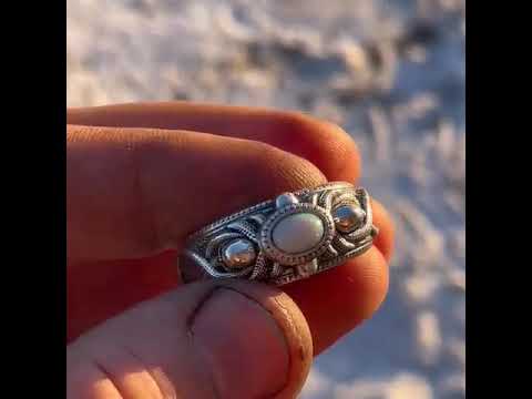 Серебряное кольцо Опал, серебро 925 пробы