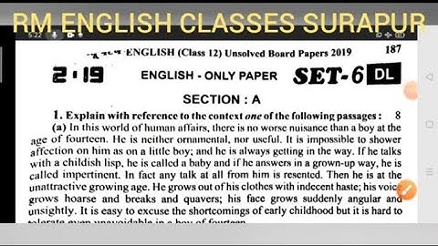 U.P.Board 2019 12th English Unsolved set 6 Solved by Ramesh Sir