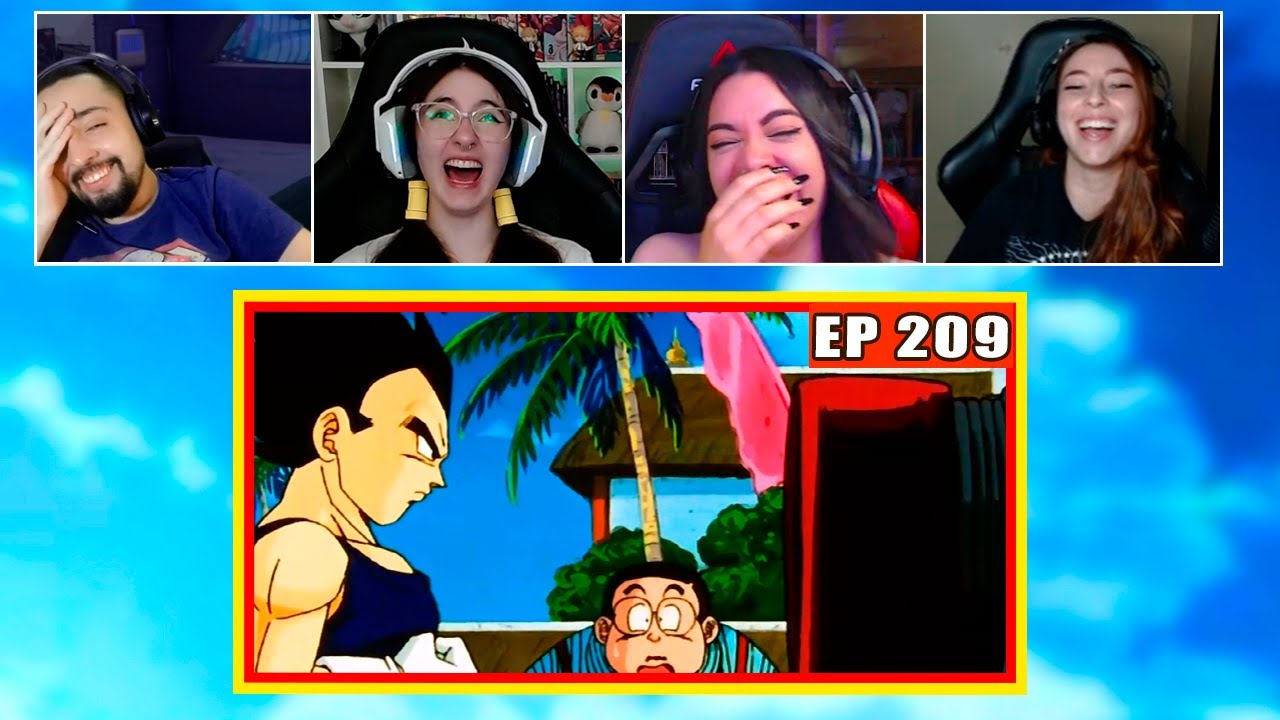 Vegeta Destroi a Maquina de Força | 4 Pessoas Reagindo | Dragon Ball Z - EP 209