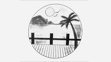 How to Draw A Scenery Step By Step in Circle Very Easy | Pencil drawing