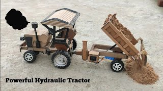 How To Make 4WD RC Tractor With Heavy Loaded Hydraulic Trolley From Cardboard | DIY Tractor At Home