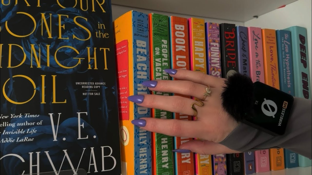 ASMR Tapping Around my Library Bookshelves (whispered, book triggers)