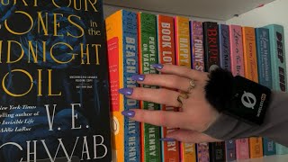 ASMR Tapping Around my Library Bookshelves (whispered, book triggers)