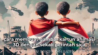 cara membuat gambar Animasi kartun Palestina sekali kata perintah