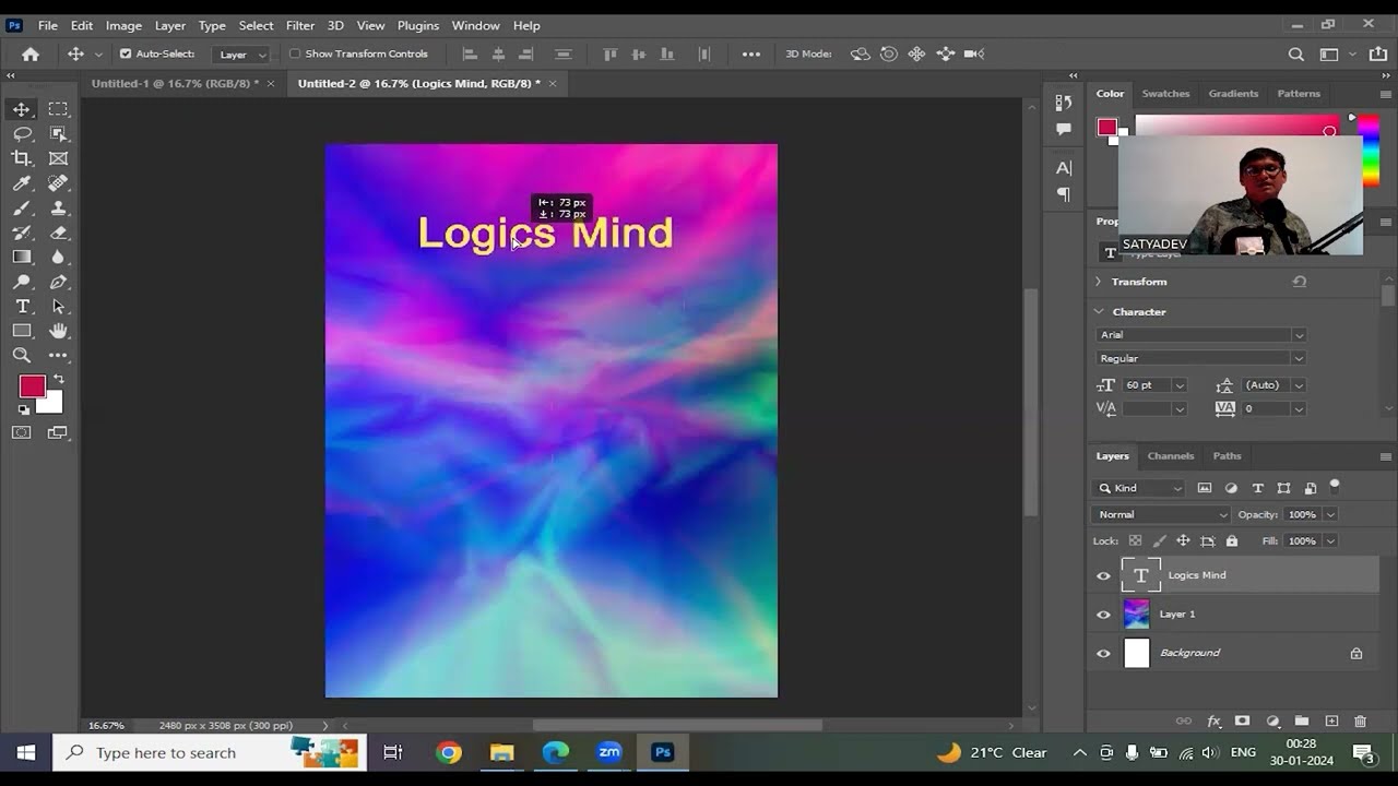 Adobe Photoshop Telugu How to select the entire text Using Triple Clicks