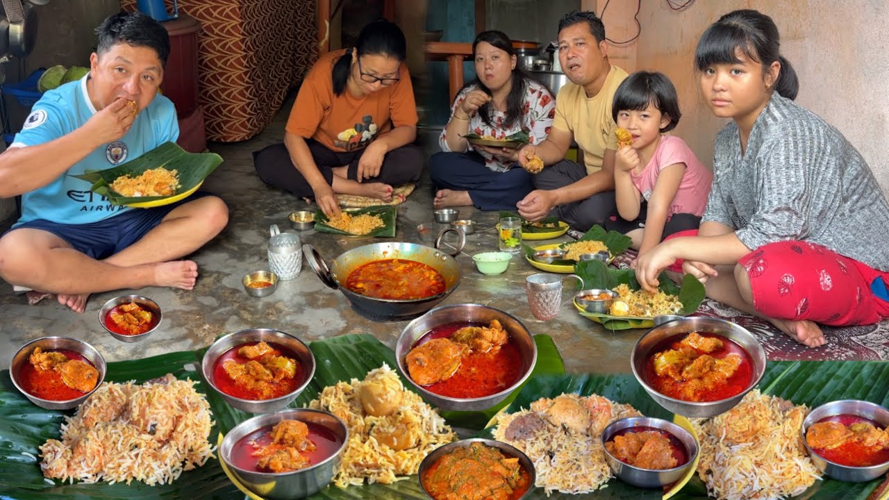 Chicken Biryani Recipe with Chicken Masala Curry Village Style Cooking & Eating with Guests