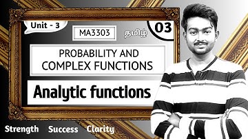 Analytic function in Tamil | Problem 1 | Probability and complex functions in Tamil | Unit 3