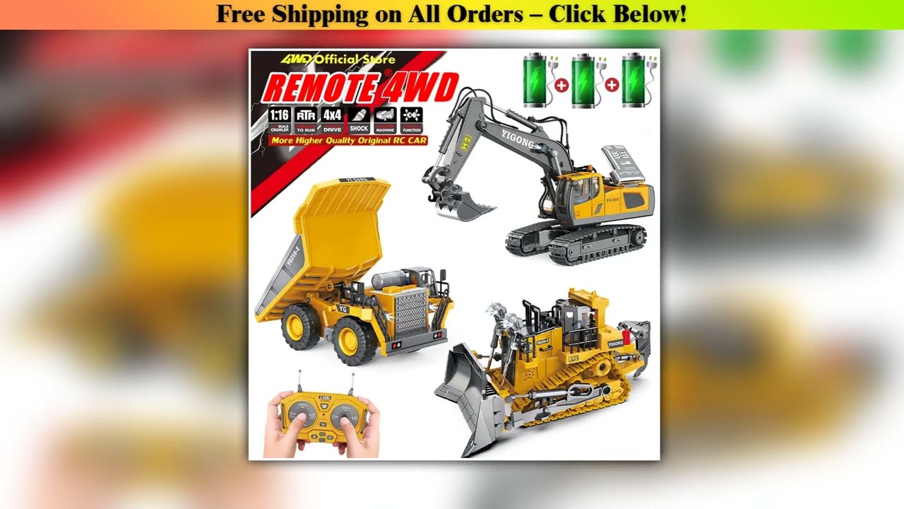 4WD Remote Control Excavator 4x4 Alloy Dump Truck Bulldozer Radio Model RC Car Construction
