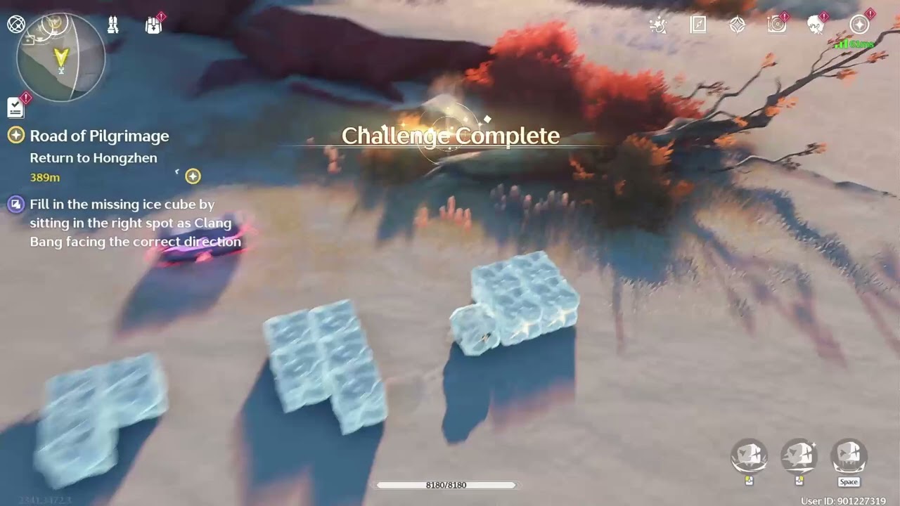 Fill in the missing ice cube by sitting in the right spot as clang bang facing the correct direction