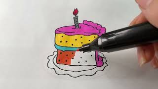 Color and complete the cake picture