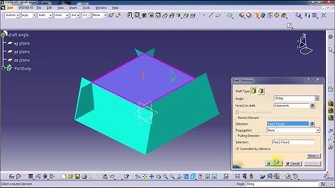CATIA GETTING STARTED TUTORIAL- PART DESIGN  DRAFT ANGLE CAD CAM CAE CFD ANSYS FEA PROE 3DSMAX CREO