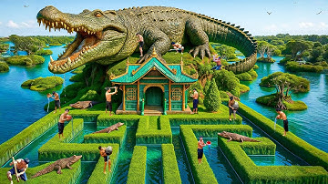 200 Days Building a Secret Bamboo Temple with Crocodile Maze in the Jungle Using Primitive Tools