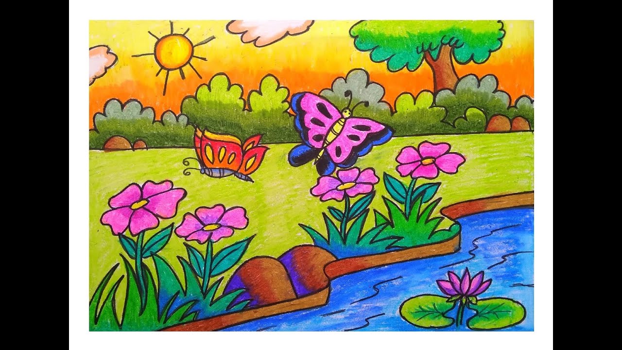 HOW TO DRAW BUTTERFLY SCENERY STEP BY STEP/EASY BUTTERFLY AND ...