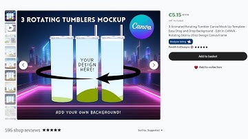 Animated 20oz Tumbler Canva Template | 3 Rotating Tumbler Mockup with fillable background