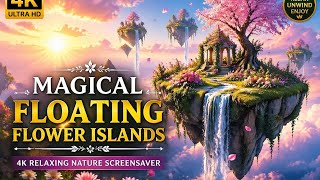 Magical Floating Flower Islands – 4K Relaxing Nature Screensaver#FloatingFlowerIslands#4KScreensaver