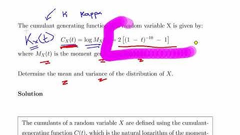 Cumulant Generating Functions - Determining mean and variance
