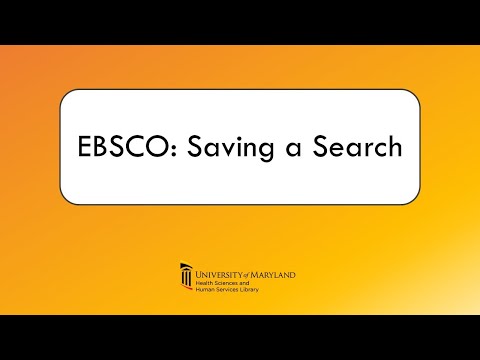 EBSCO: Saving a Search