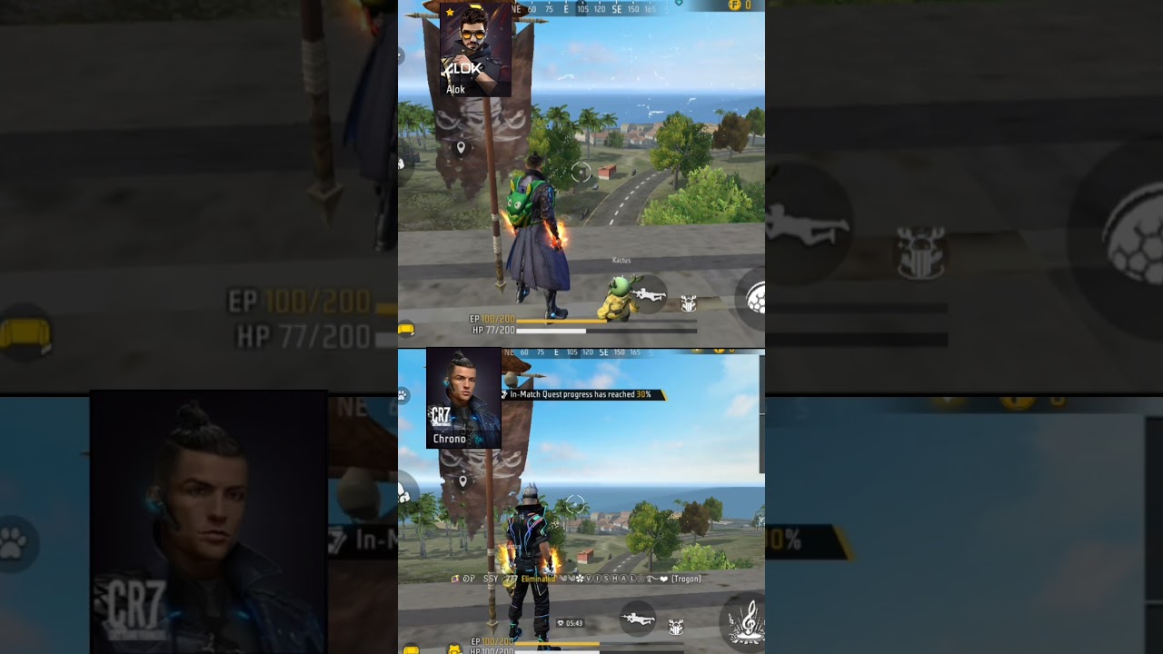 awaken alok vs cr7 chrono fall damage test - garena free fire max