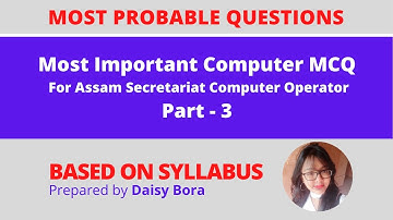 Important Computer MCQ for Assam Secretariat Computer Operator | Part 3