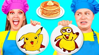 Desafío de Panqueques Artísticos | Situaciones Divertidas de Comida por KaZaZa Challenge