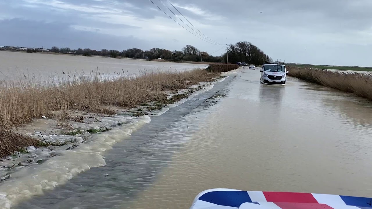 Climping and West Bank Littlehampton Floods and impassable roads - YouTube