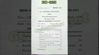 BSOE-143: ENVIRONMENTAL SOCIOLOGY #sociology #ignou #december2025 #masociology #bsoc143