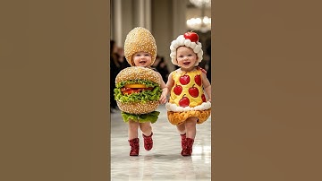 Cutest Baby Fashion Show Featuring Food-Themed Outfits  #KidsFashion #RunwayShow #AI #YouTubeShorts