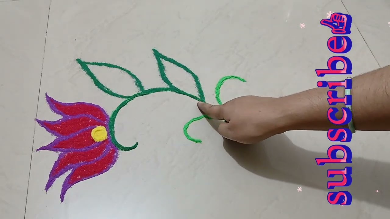 #simple rangoli design #easy lotus rangoli design