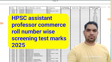 Hpsc Assistant Professor Commerce Roll no Wise Screening Test marks 2025 / HPSC Commerce marks