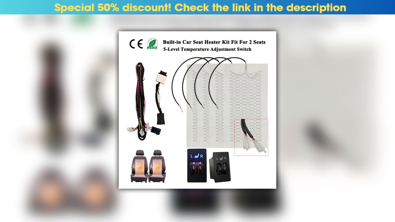 Exclusive Car Seat Heater Kit Fit 2 Seats 12V Universal Carbon Fiber Heating Pads 2 Dial 5 Level Du