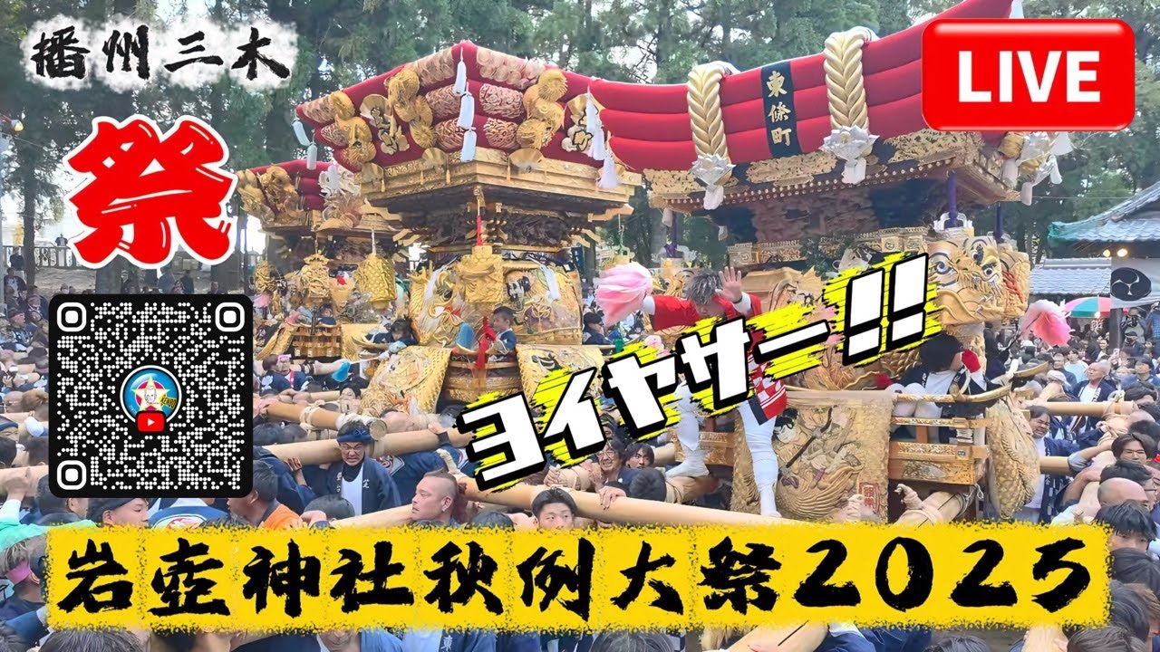 中継LIVE🔴播州三木｜岩壺神社秋季例大祭本宮2025.10.19 13時〜圧巻の