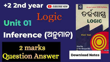 +2 2nd year || Logic || Inference || ଅନୁମାନ || Unit 01 2 Marks Question Answer