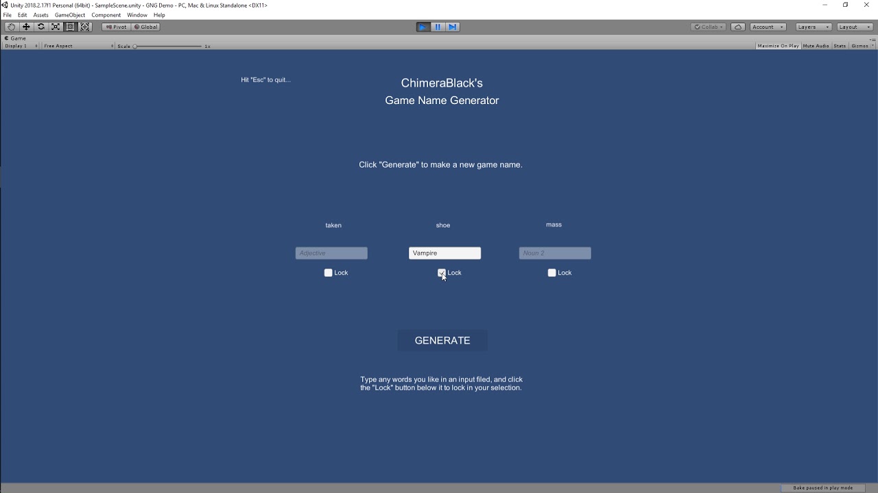 Game Name Generator Demo Youtube
