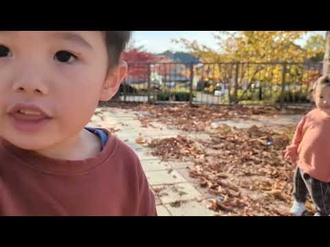 2022.11.3 落ち葉遊び　玩落叶
